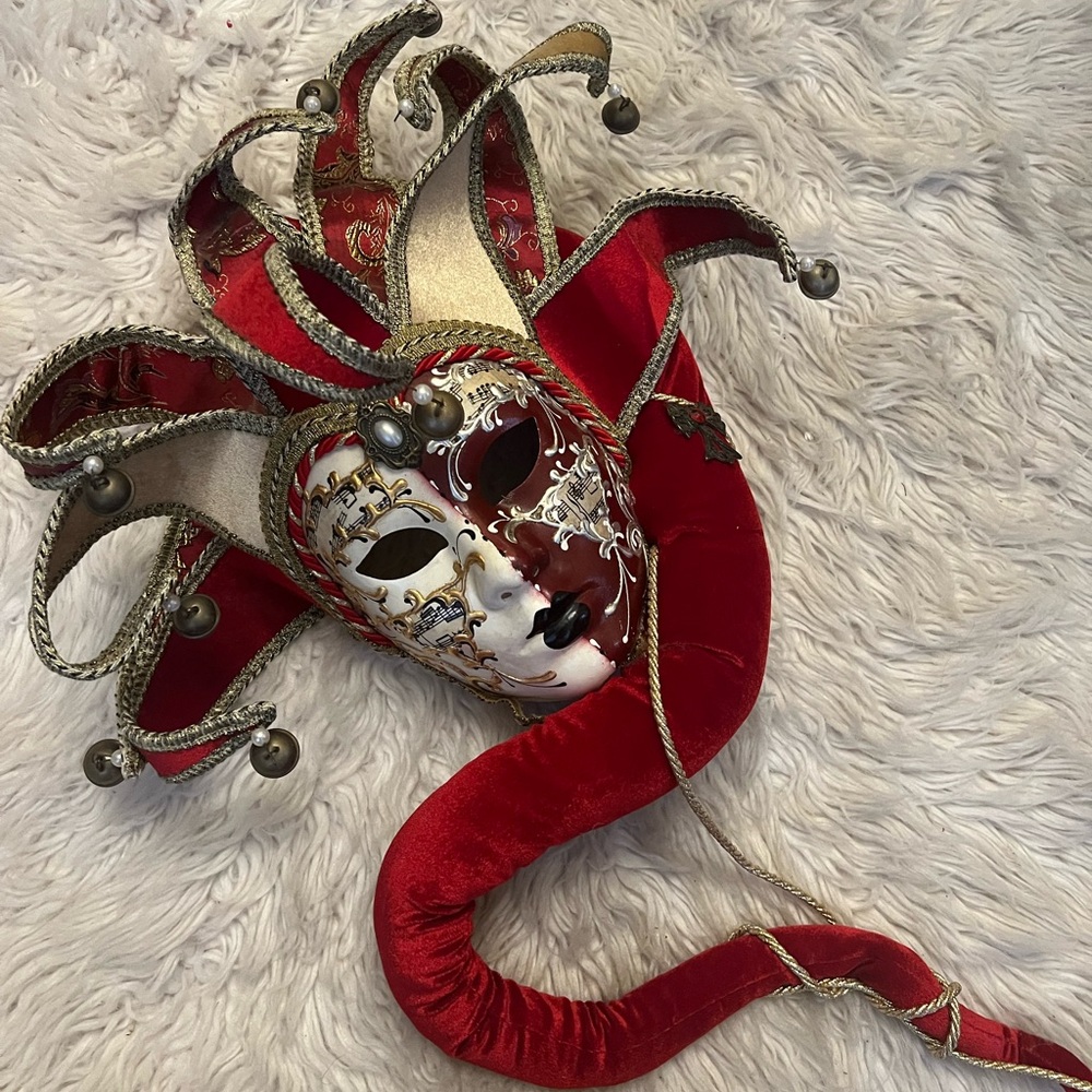Red and Gold Jester Mask